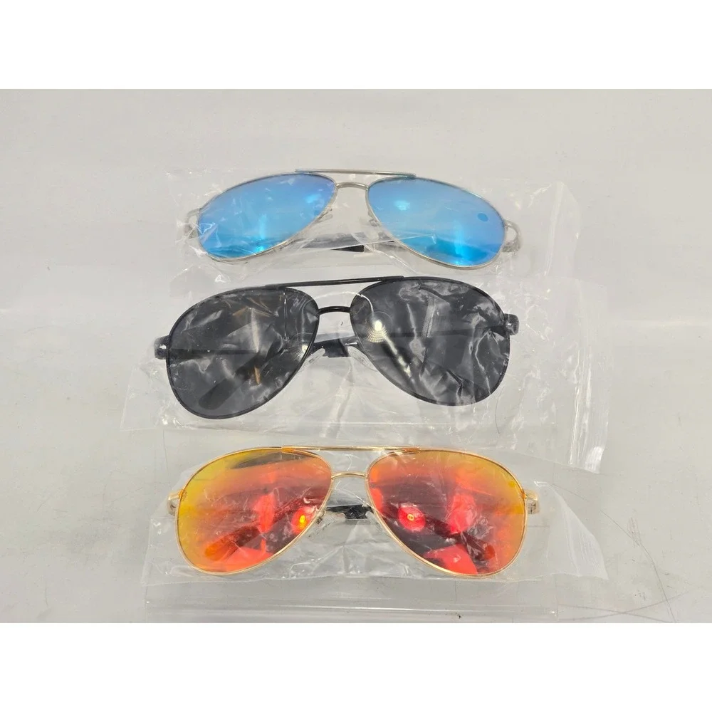 Style Aviator Sunglasses Unisex OS Multicolor Mirrored Lens Metal Frame -NEW